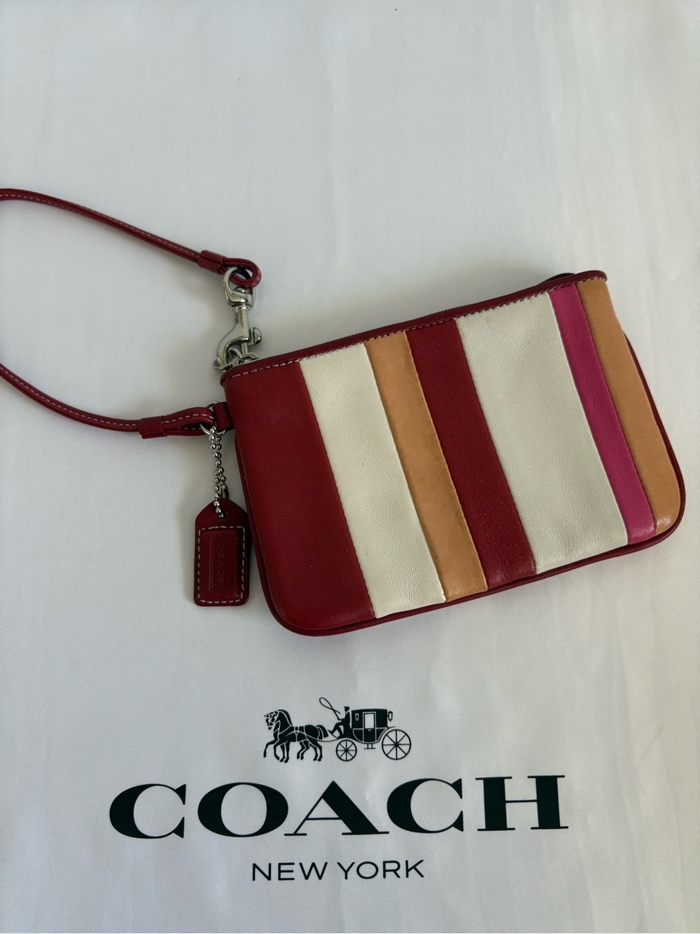 Coach Multicolor Leather Stripe Wristlet | 6" x 4"